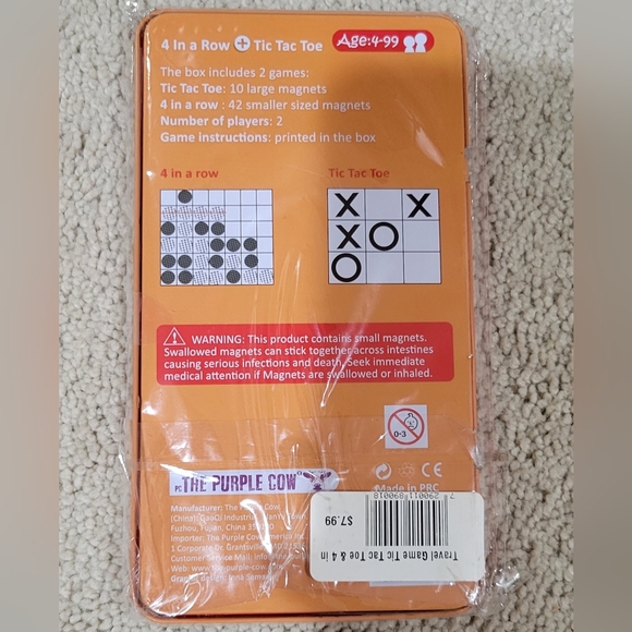 Magnetic Travel Tic Tac Toe - Includes 4 in a Row Game Too - Picture 2 of 2